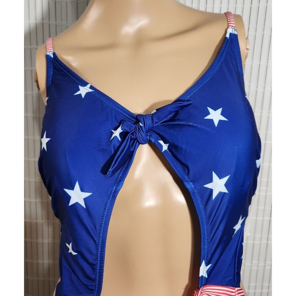 Hot Water One piece Swimsuit For Women size Medium American Flag Print. New!! - Picture 3 of 9
